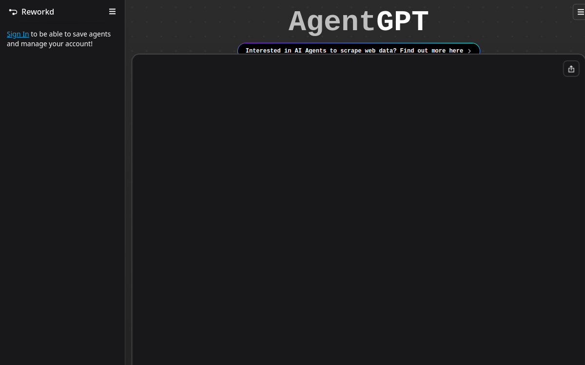 Captura de pantalla de AgentGPT