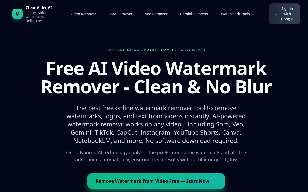 Captura de pantalla de CleanVideoAI