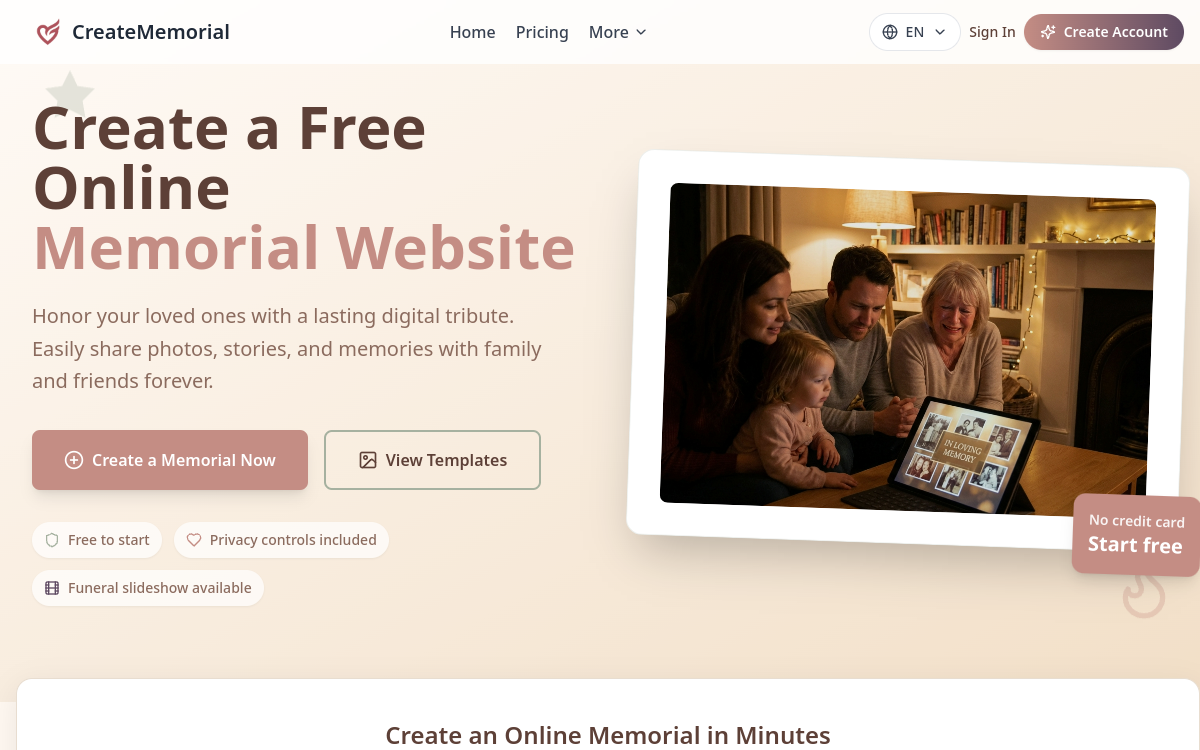 Captura de pantalla de CreateMemorial