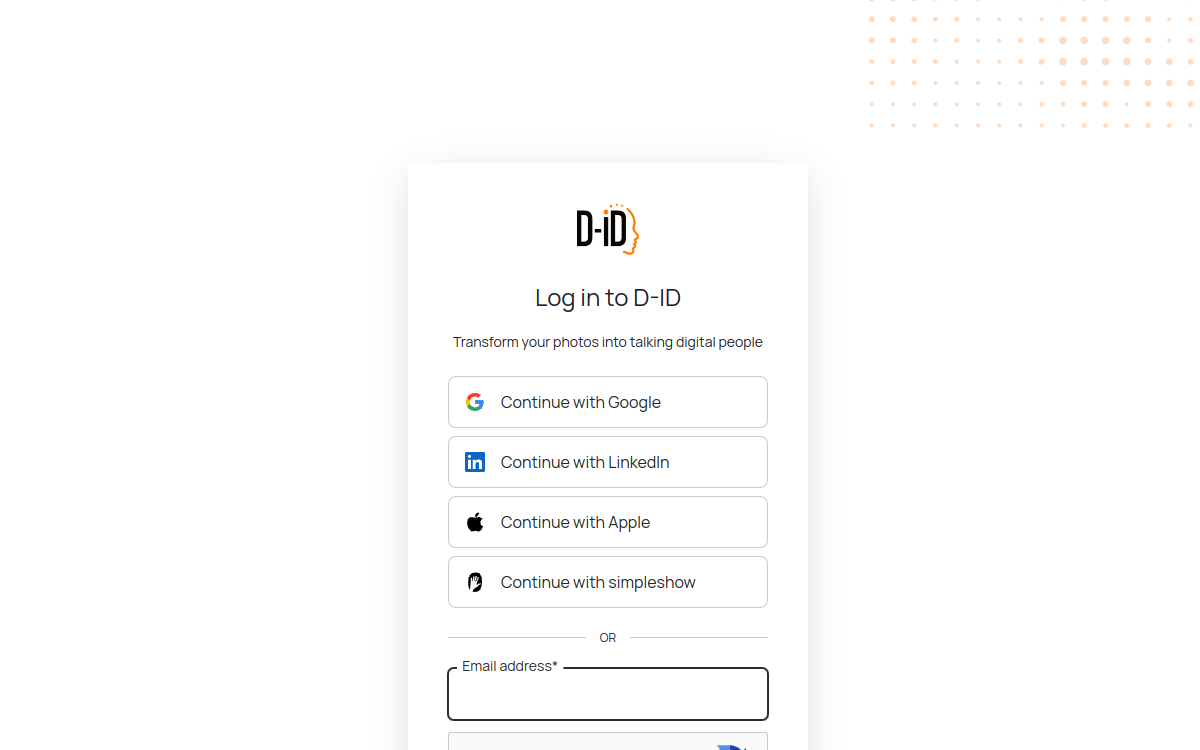 Captura de pantalla de D-ID Creative Reality Studio