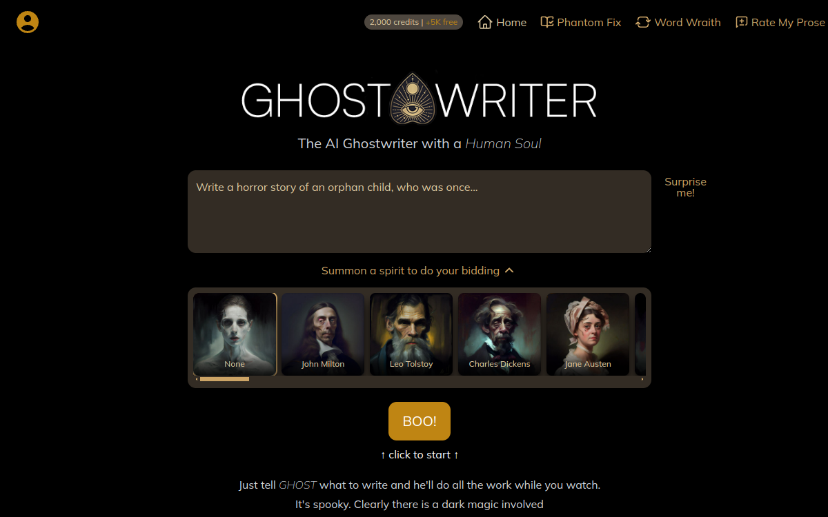 Captura de pantalla de GhosttheWriter