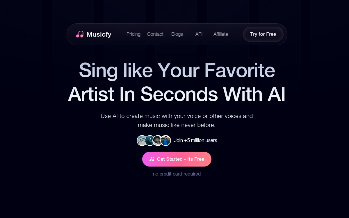Captura de pantalla de Musicfy AI