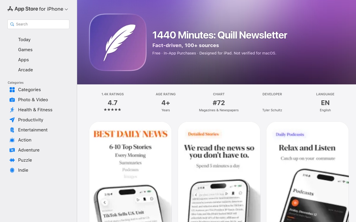 Captura de pantalla de Quill – News Digest