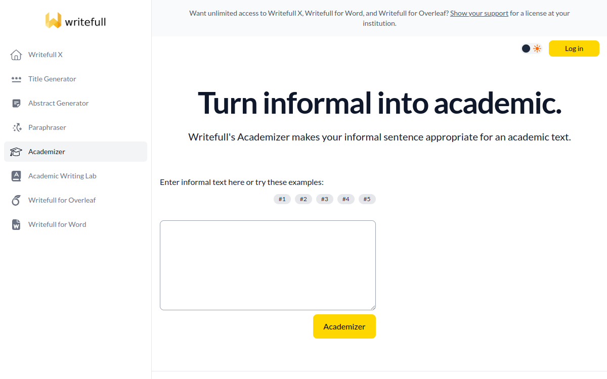 Captura de pantalla de Writefull Academizer