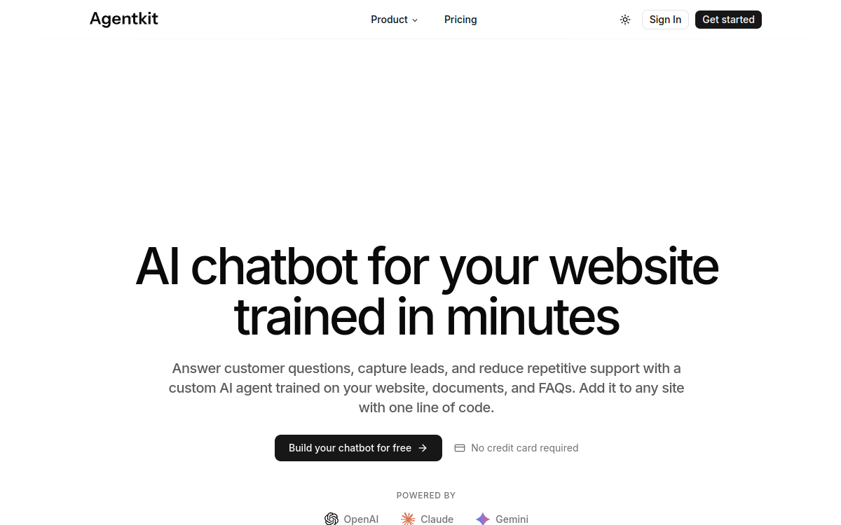 Captura de pantalla de AgentKit (agentkit.ai)