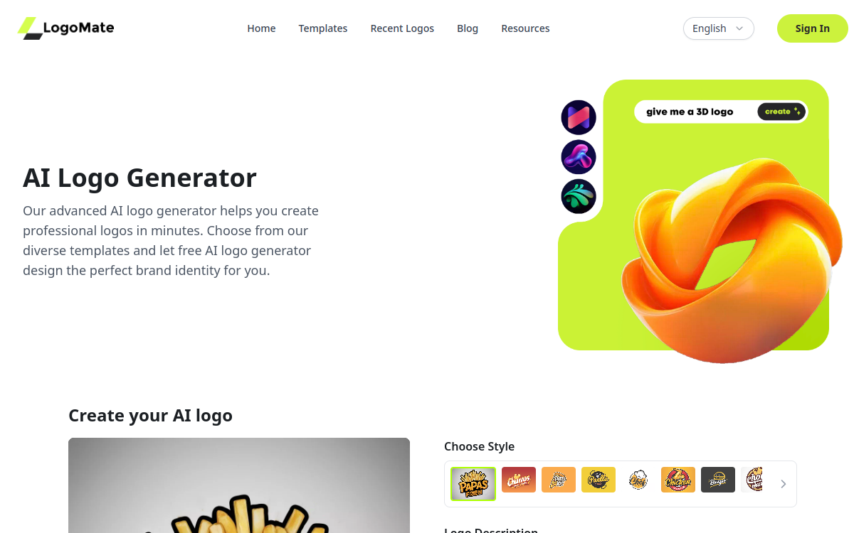 Captura de pantalla de AI Logo Generator