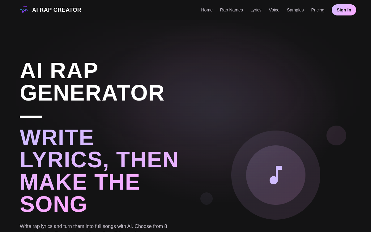 Captura de pantalla de AI Rap Creator