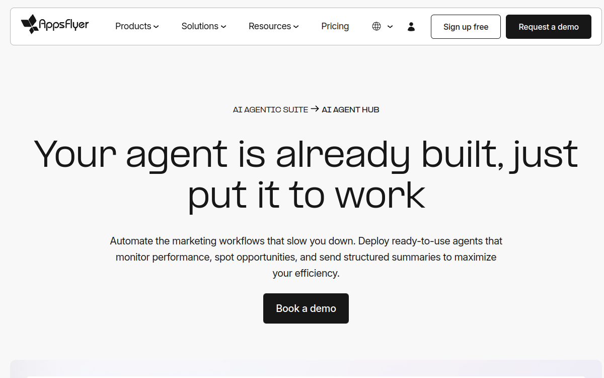 Captura de pantalla de AppsFlyer AI Agents Hub